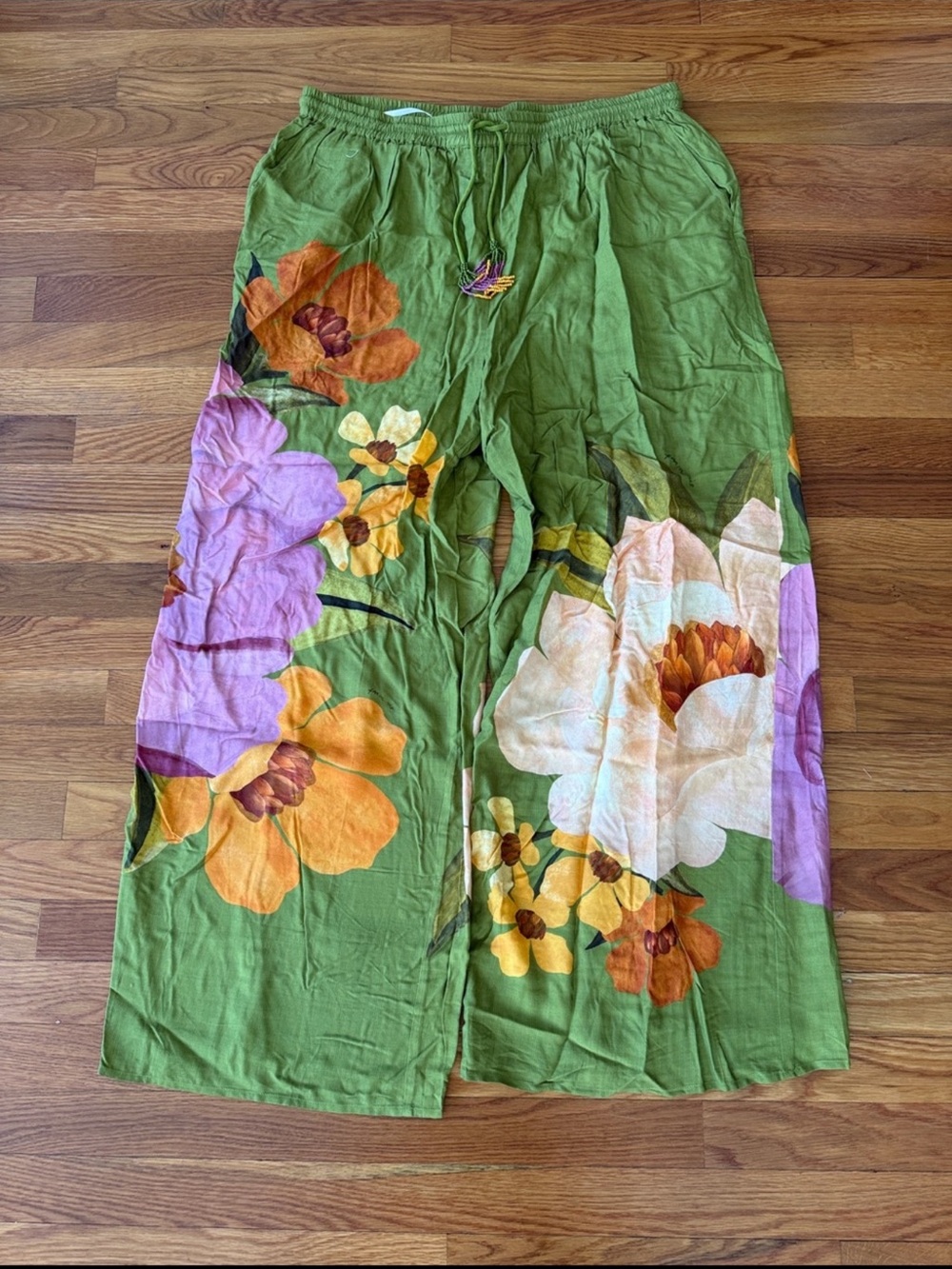 New Farm Rio x Anthropologie Placed Floral Pull-On Pants Size XL - Picture 5 of 9